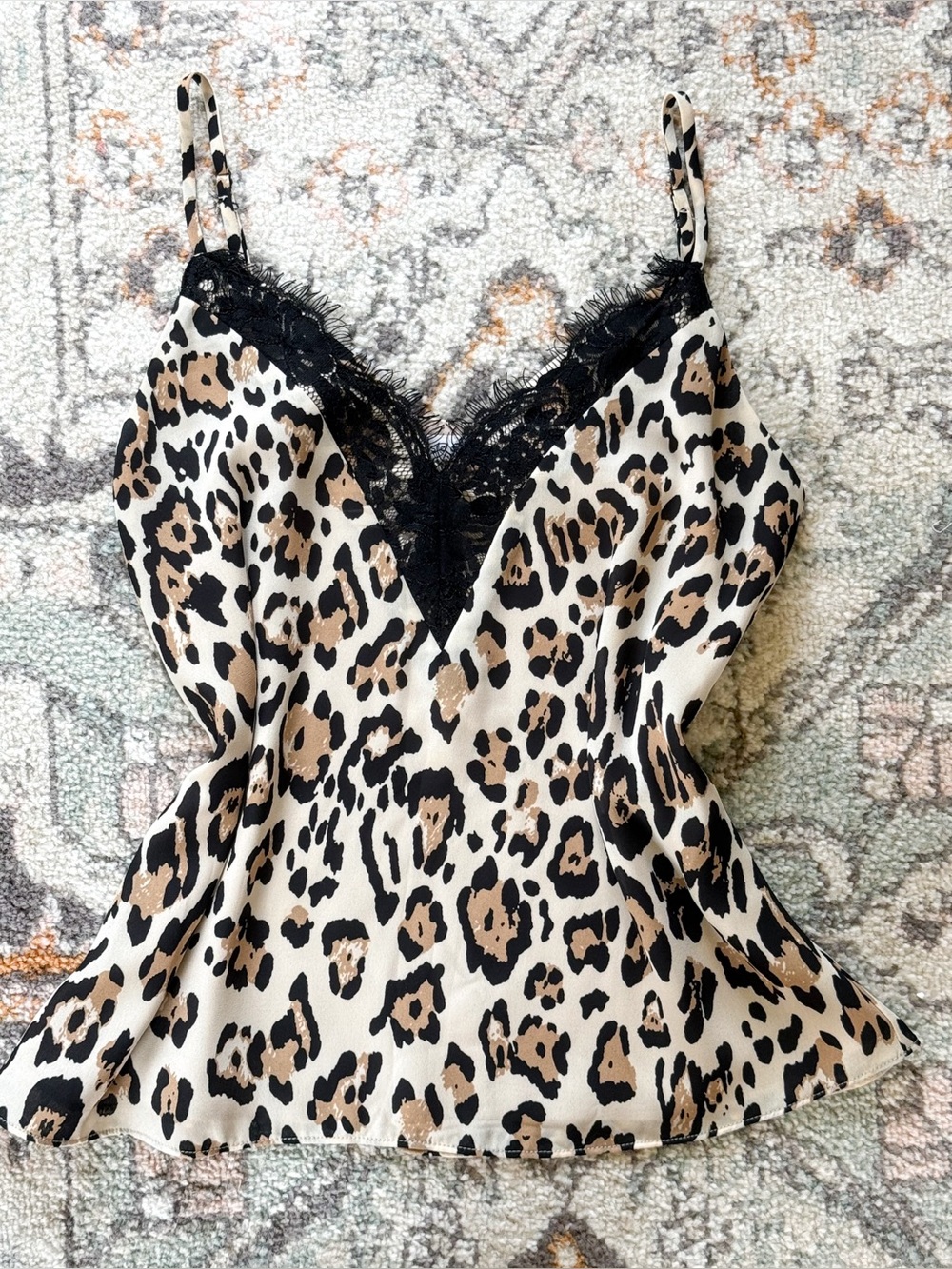 Socialite Leopard Print Lace Trim Camisole Tank Top Size S NWOT